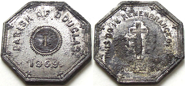 Douglas Established Church Communion Token 1869 Table I