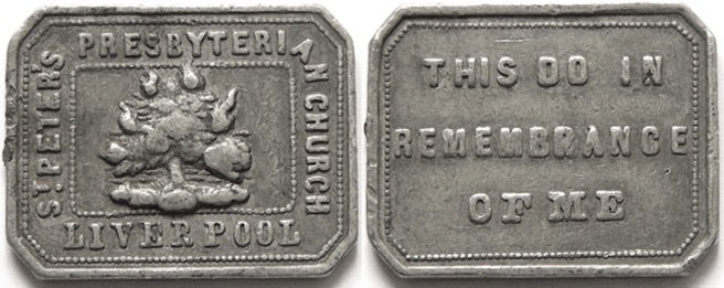 Liverpool St. Peter's Presbyterian Church Communion Token