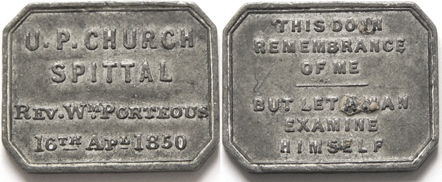 Spittal United Presbyterian Church Communion Token 1850